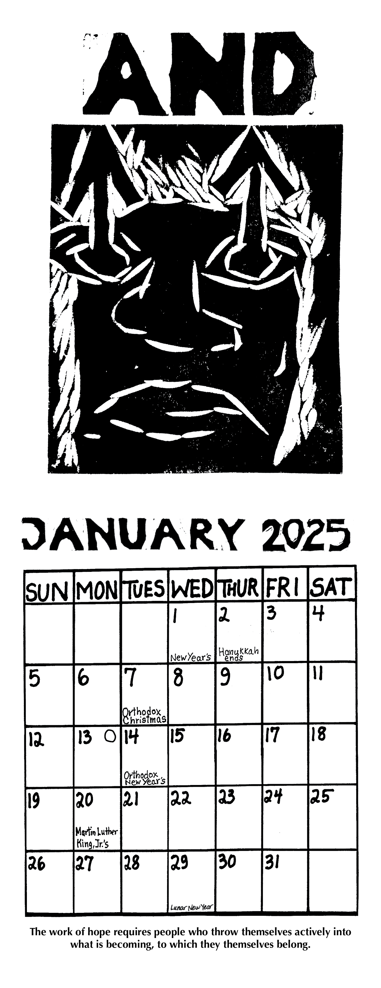 2025 Calendar The Principle of Hope