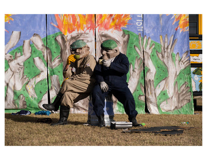 Garbagemen tea time between circus acts, performed in Tempe, AZ.