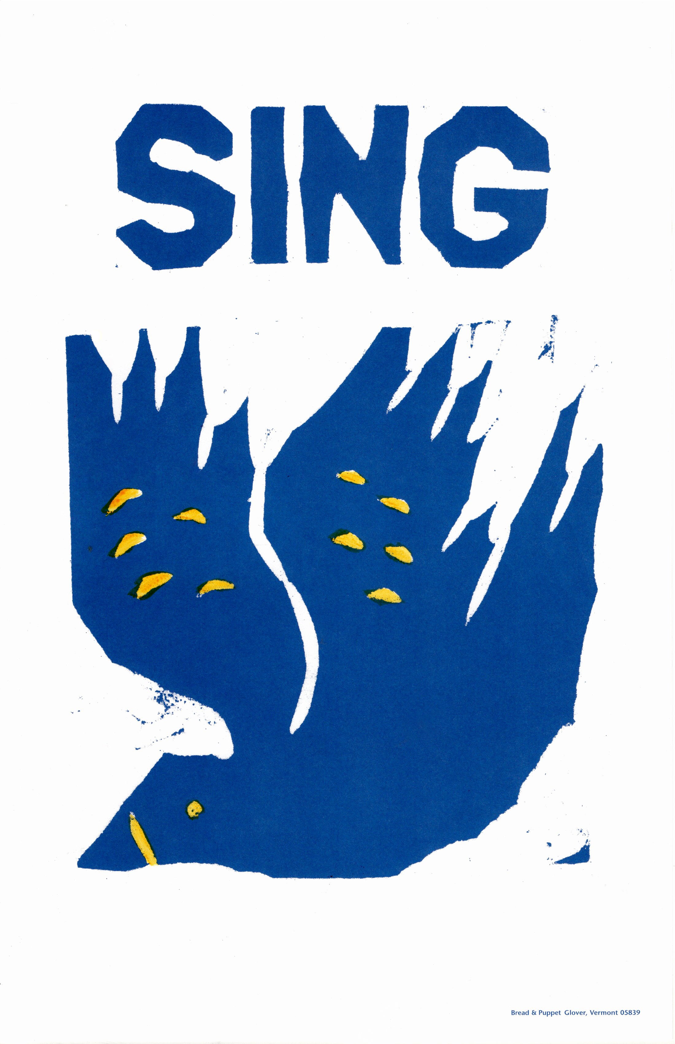 Sing Bluebird Hand-painted Poster – Bread + Puppet Press