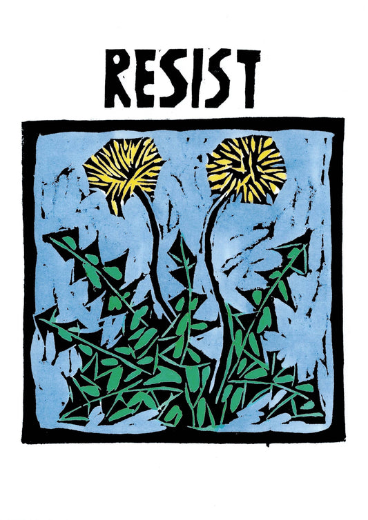 Resist Dandelions Post Card