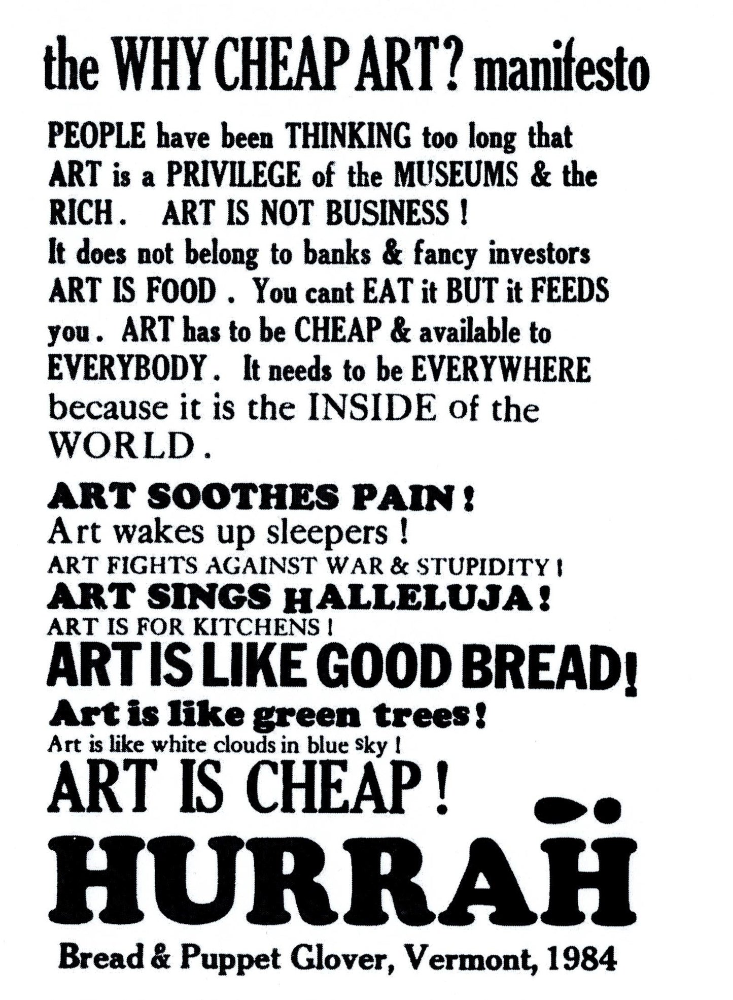 Cheap Art Manifesto Postcard