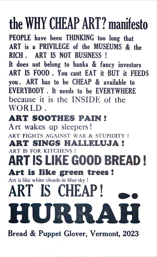 Cheap Art Manifesto 2023 Letterpress Reprint