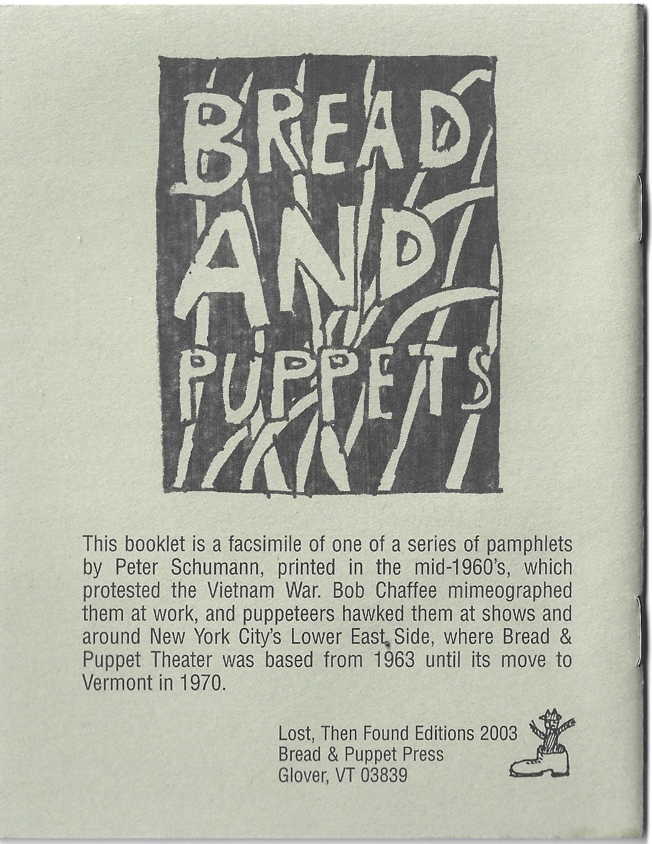 Crash Into The Grass – Bread + Puppet Press