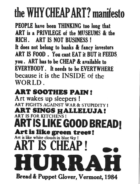 Cheap Art Manifesto: Why Cheap Art?